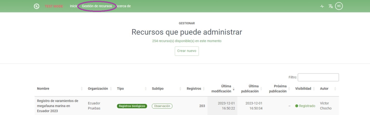 Gestión de recursos